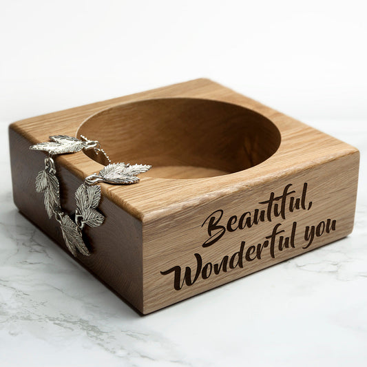 Personalized Solid Oak Stash Tray