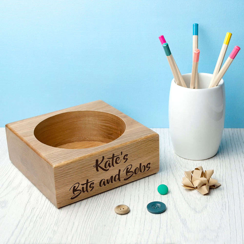 Personalized Tidy Trays - Personalized Solid Oak Stash Tray 