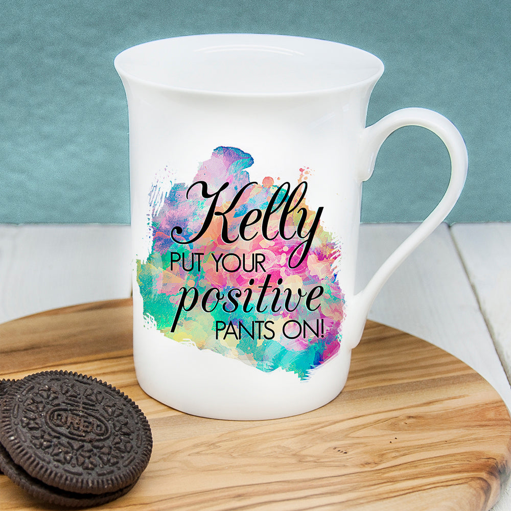 Personalized Positive Pants Bone China Mug - GiftsofaKind