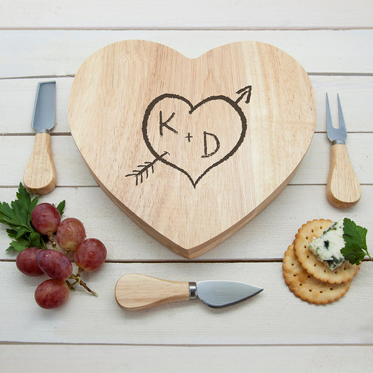 Personalized Carved Heart Cheese Board