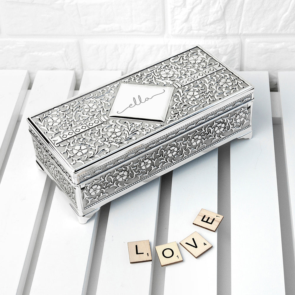 Personalized Trinket Boxes - Personalized Silver Trinket Box 