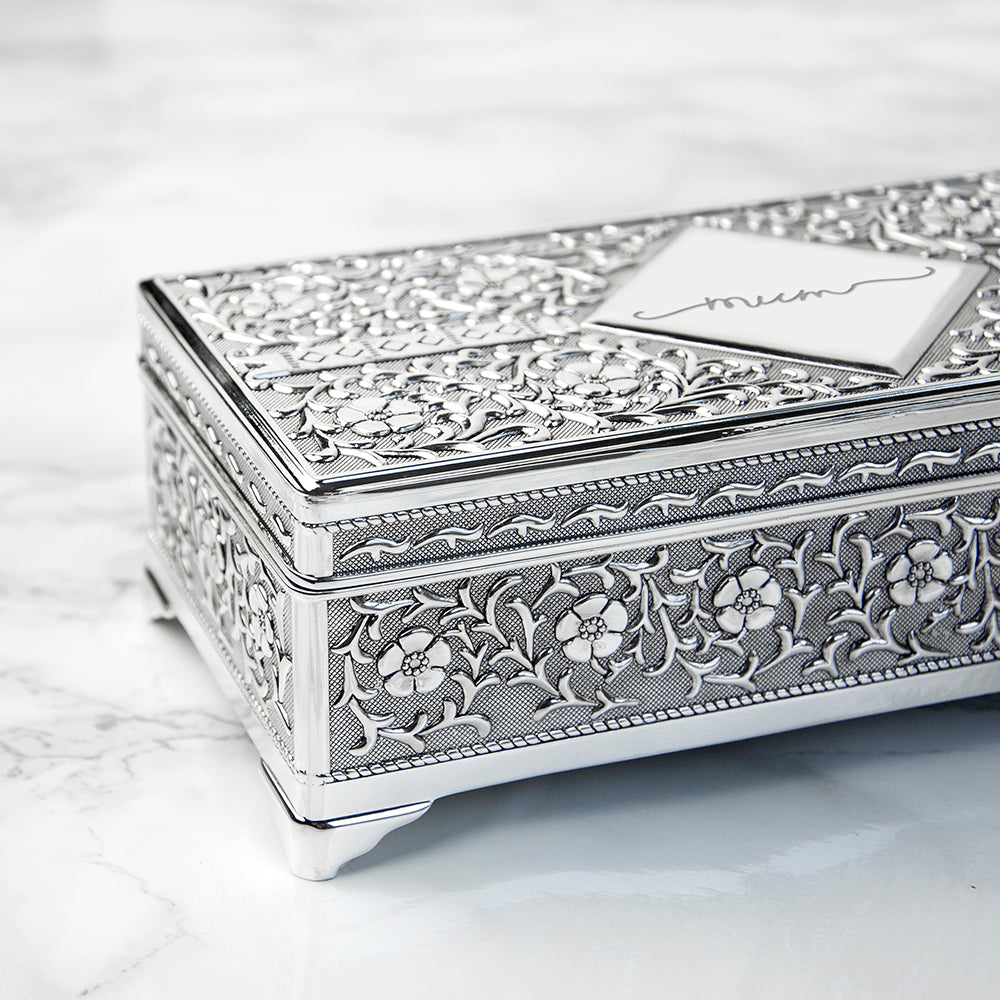 Personalized Trinket Boxes - Personalized Silver Trinket Box 