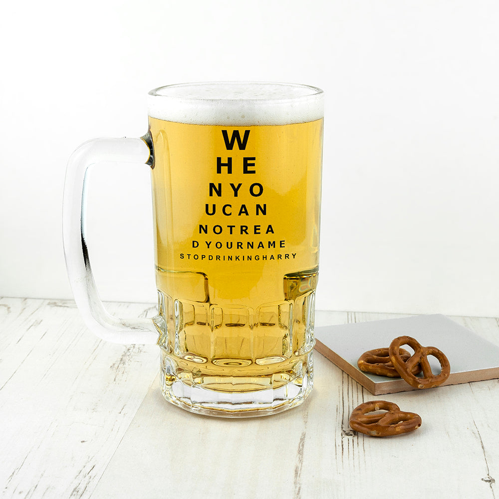 Personalized Beer Tankards - Opticians Chart Beer Glass Tankard 