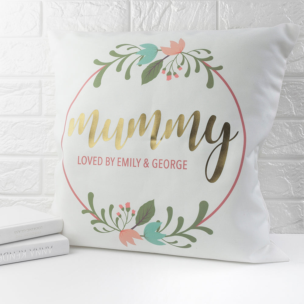 Personalized Floral Wreath Cushion Cover - GiftsofaKind