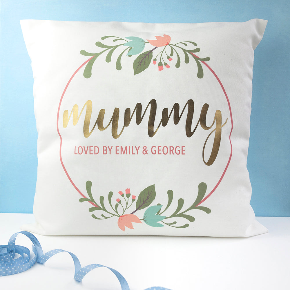 Personalized Floral Wreath Cushion Cover - GiftsofaKind