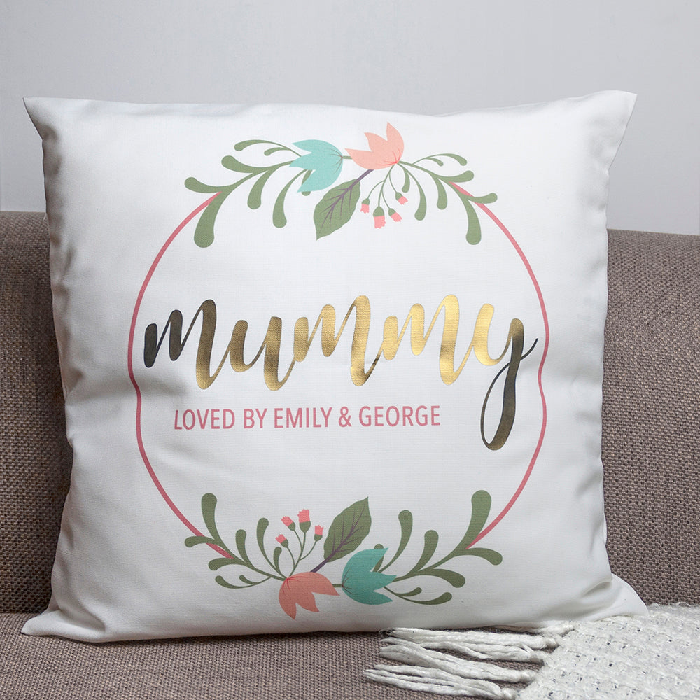 Personalized Floral Wreath Cushion Cover - GiftsofaKind