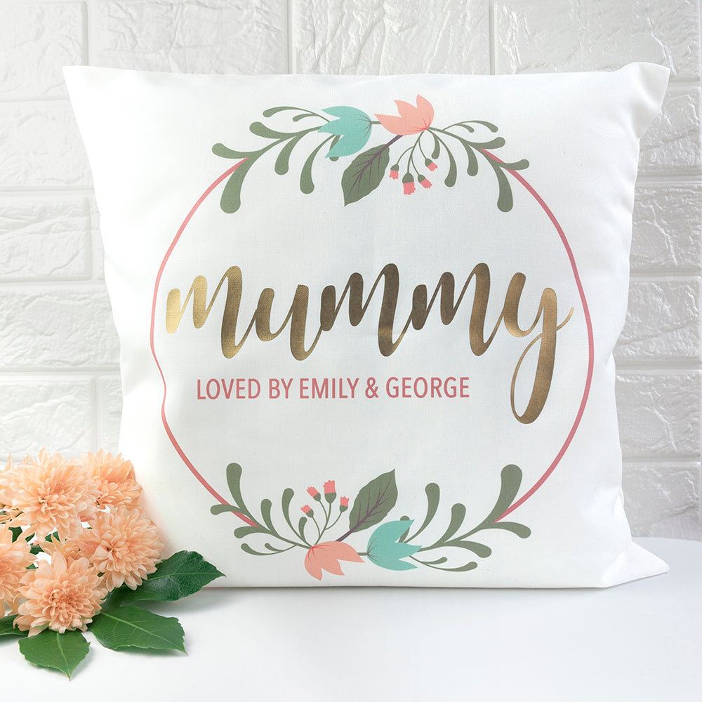 Personalized Floral Wreath Cushion Cover - GiftsofaKind