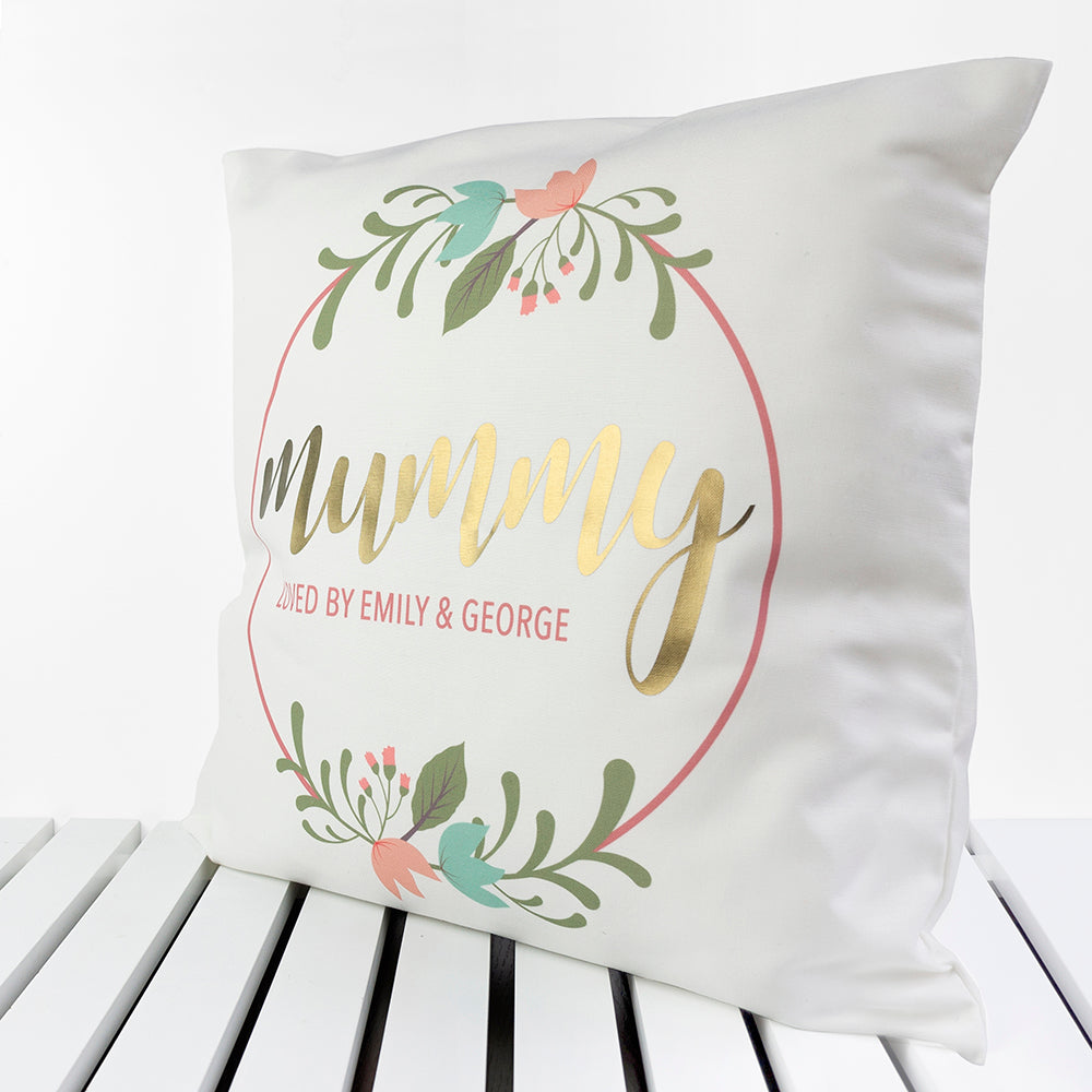 Personalized Floral Wreath Cushion Cover - GiftsofaKind