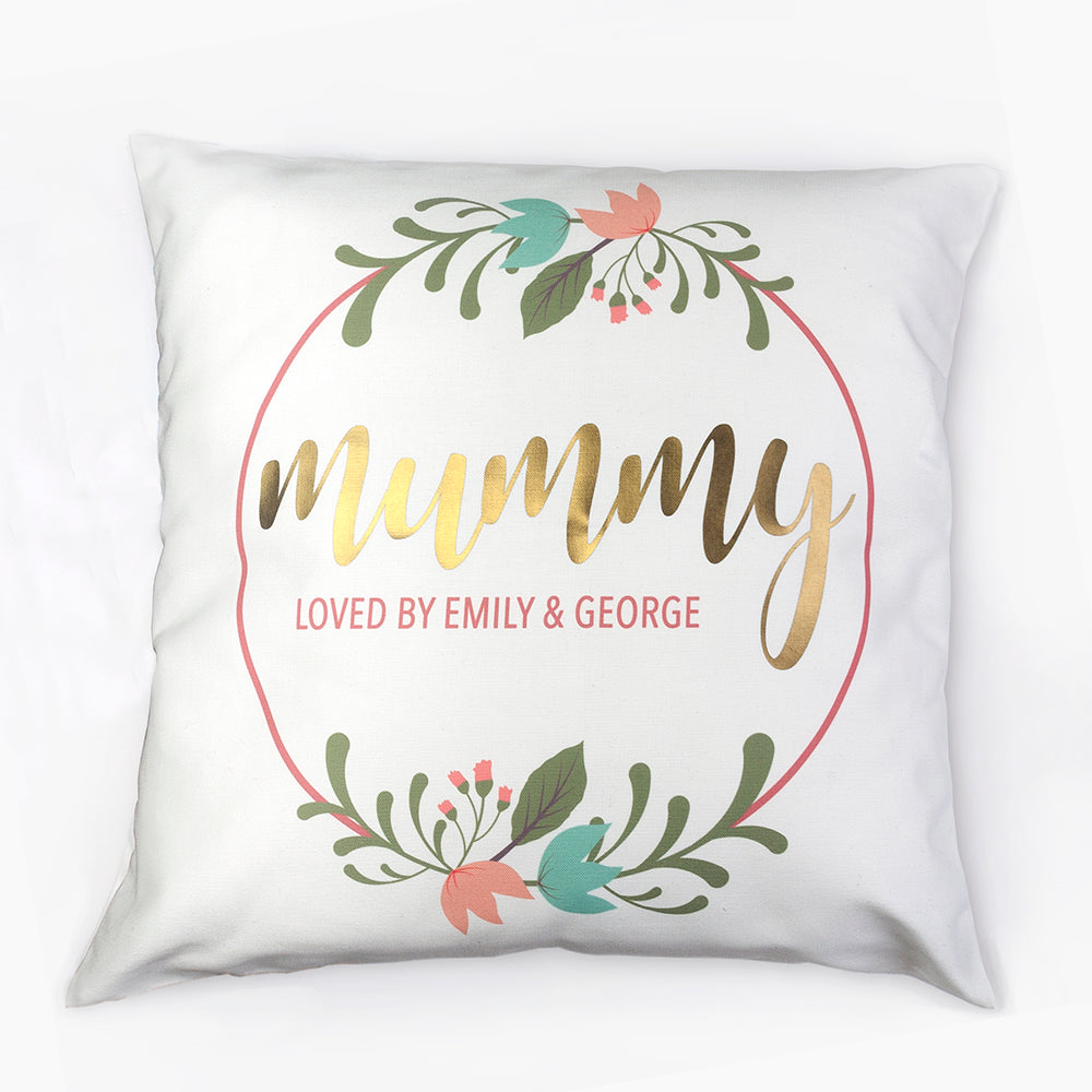 Personalized Floral Wreath Cushion Cover - GiftsofaKind