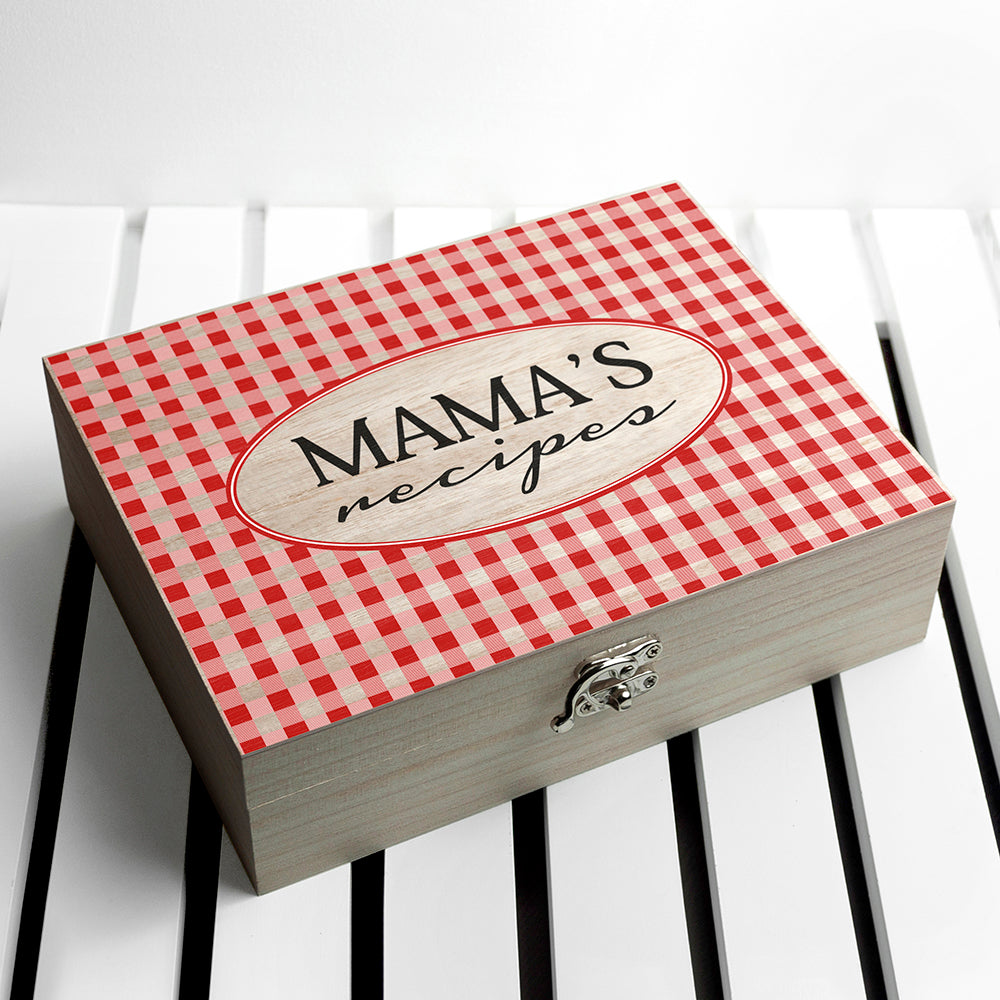 Personalized Recipe Boxes - Personalized Gingham Red Recipe Box 