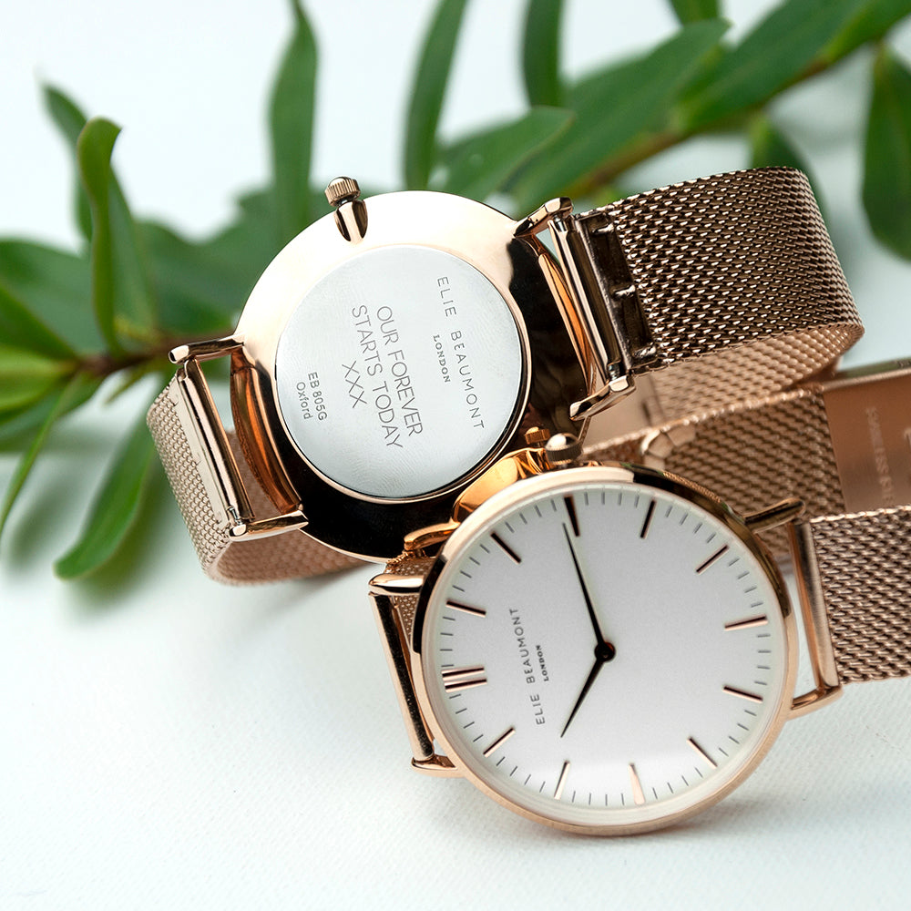 Personalized Ladies' Watches - Ladies Personalized Watch In Rose Gold - Round 