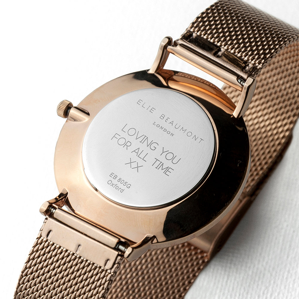 Personalized Ladies' Watches - Ladies Personalized Watch In Rose Gold - Round 