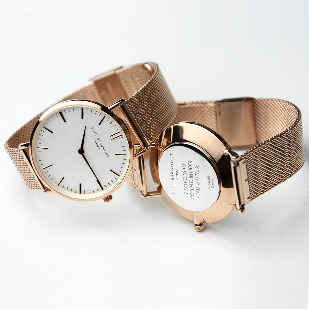 Personalized Ladies' Watches - Ladies Personalized Watch In Rose Gold - Round 