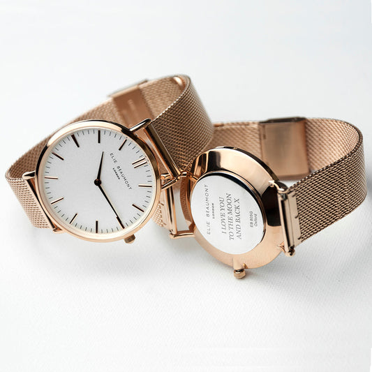 Ladies Personalized Watch In Rose Gold - Round