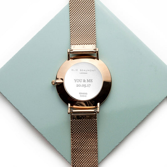 Ladies Personalized Watch In Rose Gold - Round