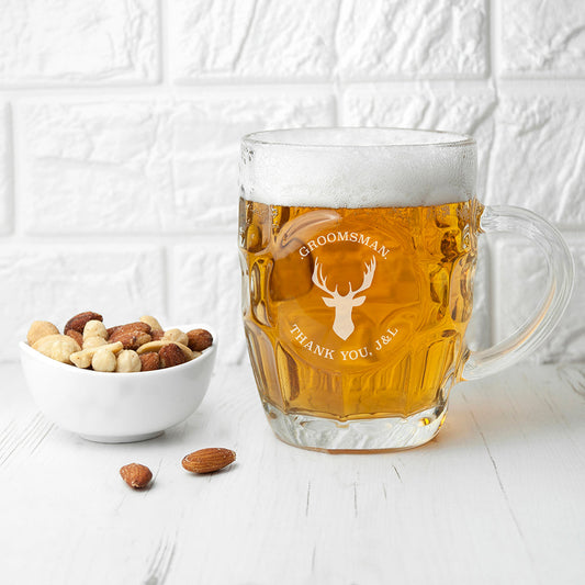 Personalised Stag Dimpled Beer Glass