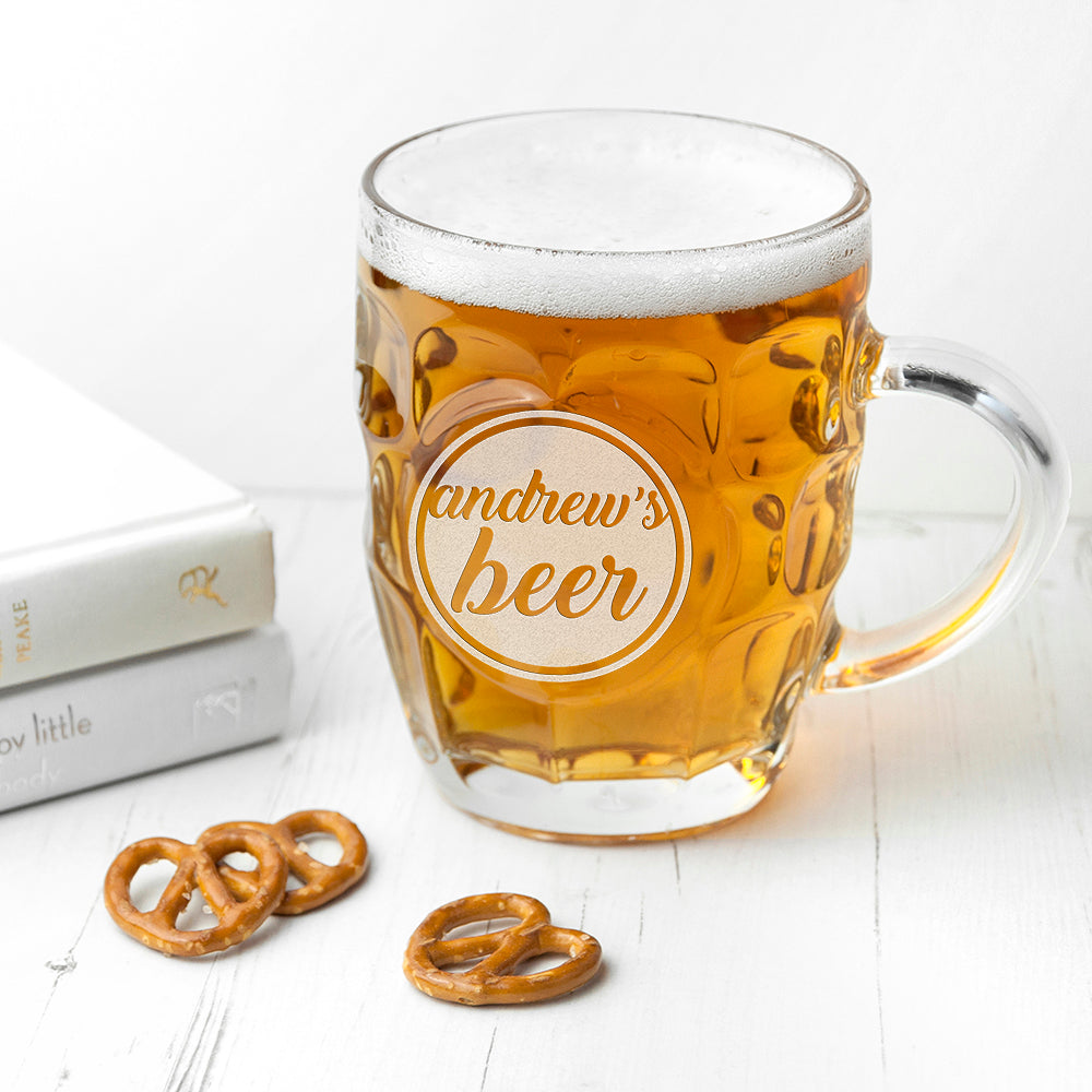 Personalized Dimpled Pint Glasses - Personalized Statement Dimpled Beer Glass 