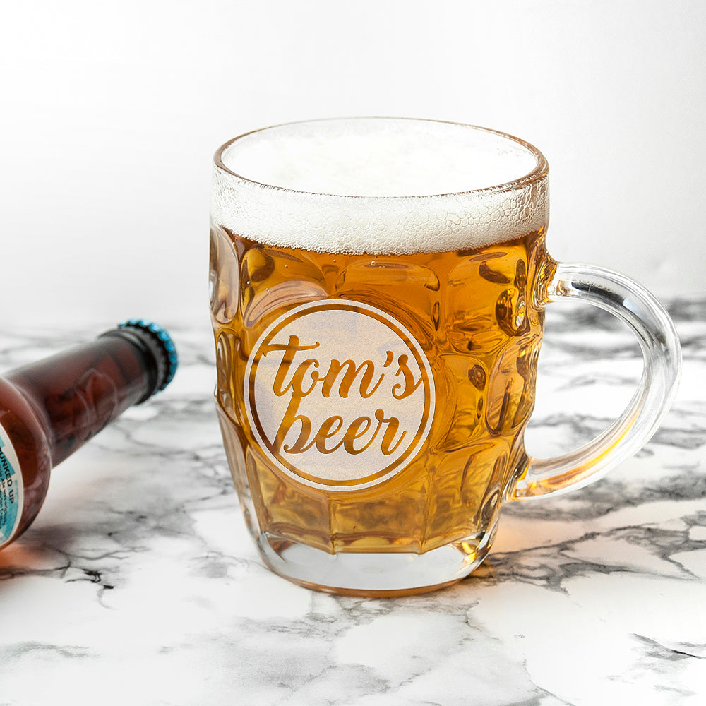 Personalized Dimpled Pint Glasses - Personalized Statement Dimpled Beer Glass 