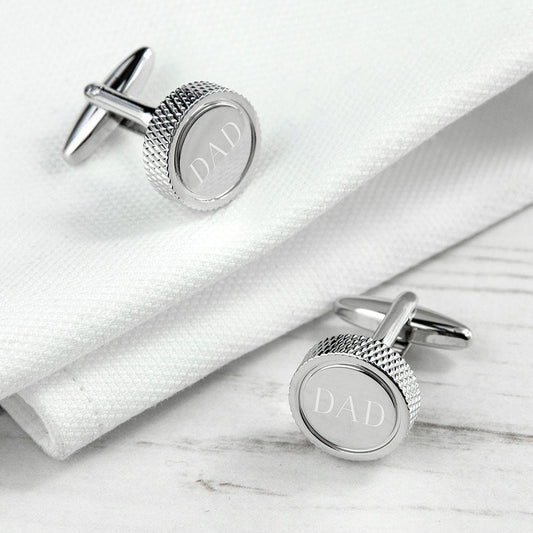 Personalised Round Rhodium Plated Cufflinks