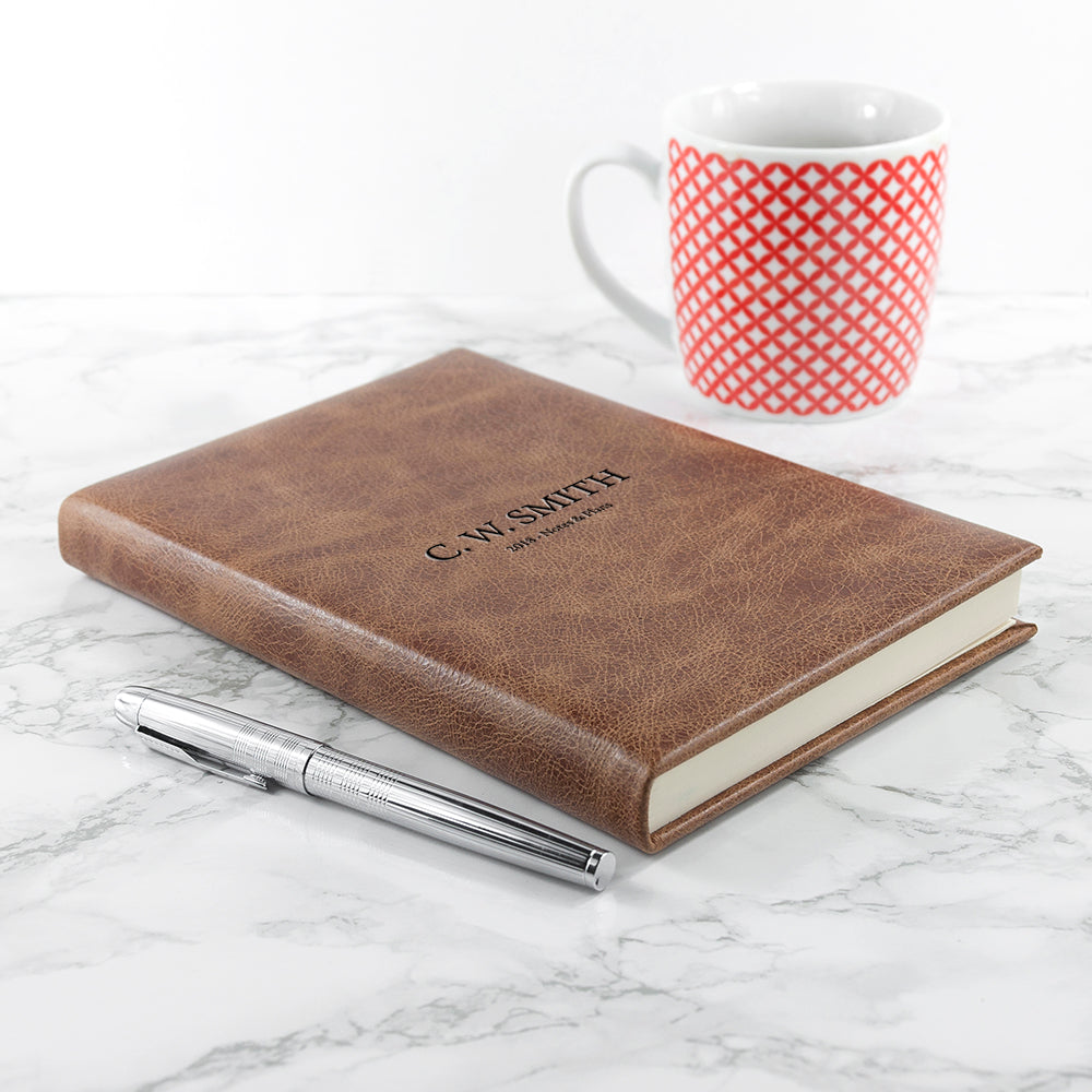 Personalized Notebook/Journals - Personalized Natural Tan Leather Notebook 