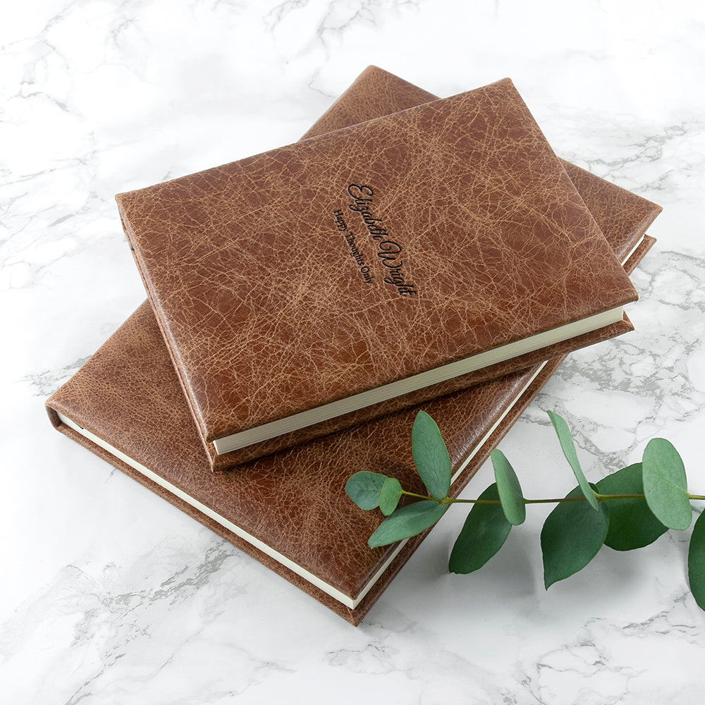 Personalized Notebook/Journals - Personalized Natural Tan Leather Notebook 