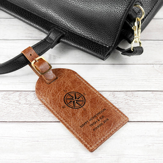 Personalised Nautical Leather Luggage Tag