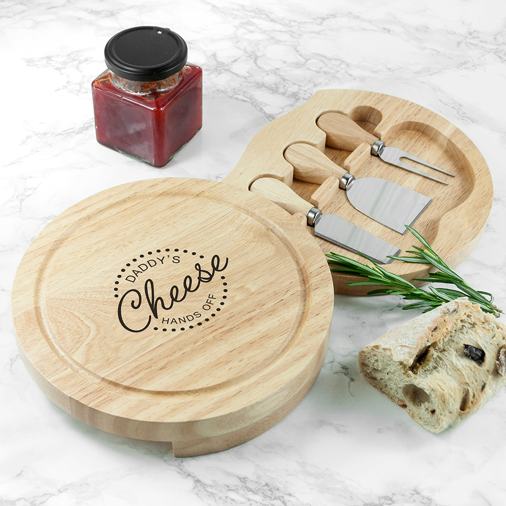 Personalized Wooden Cheese Boards - Personalized 'Hands Off' Cheese Board Set 