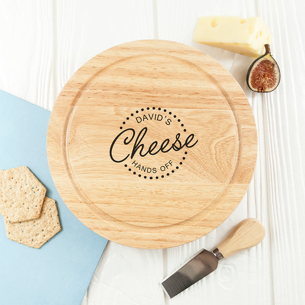 Personalized Wooden Cheese Boards - Personalized 'Hands Off' Cheese Board Set 