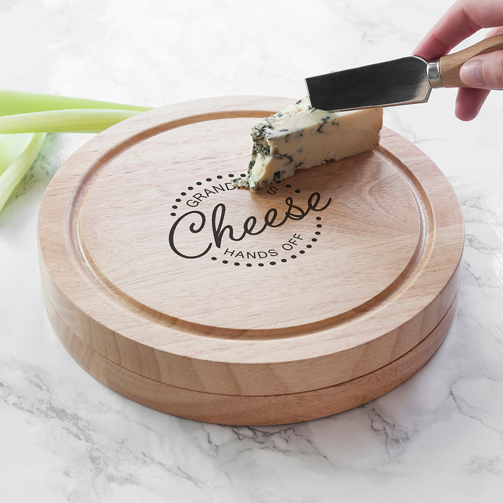 Personalized Wooden Cheese Boards - Personalized 'Hands Off' Cheese Board Set 