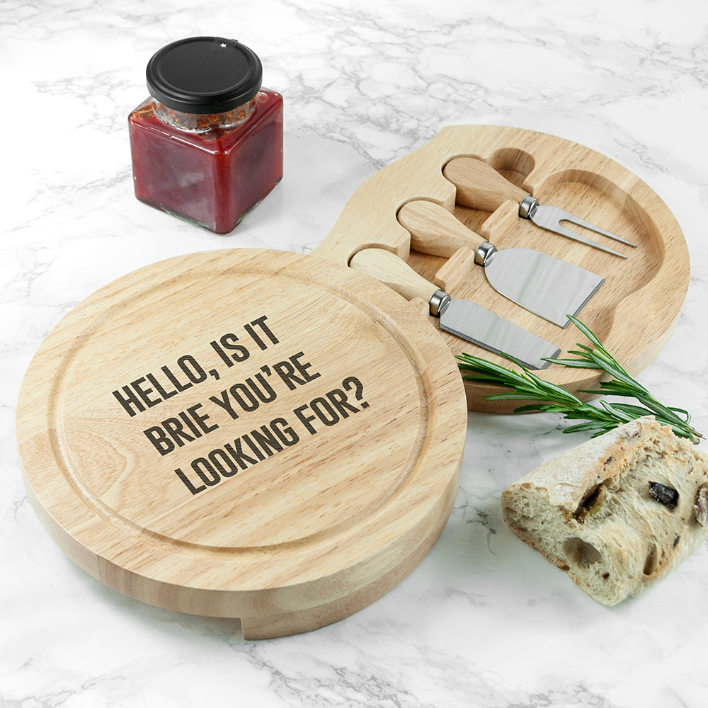 Personalized Wooden Cheese Boards - Personalized Cheese Lover Round Board Set 