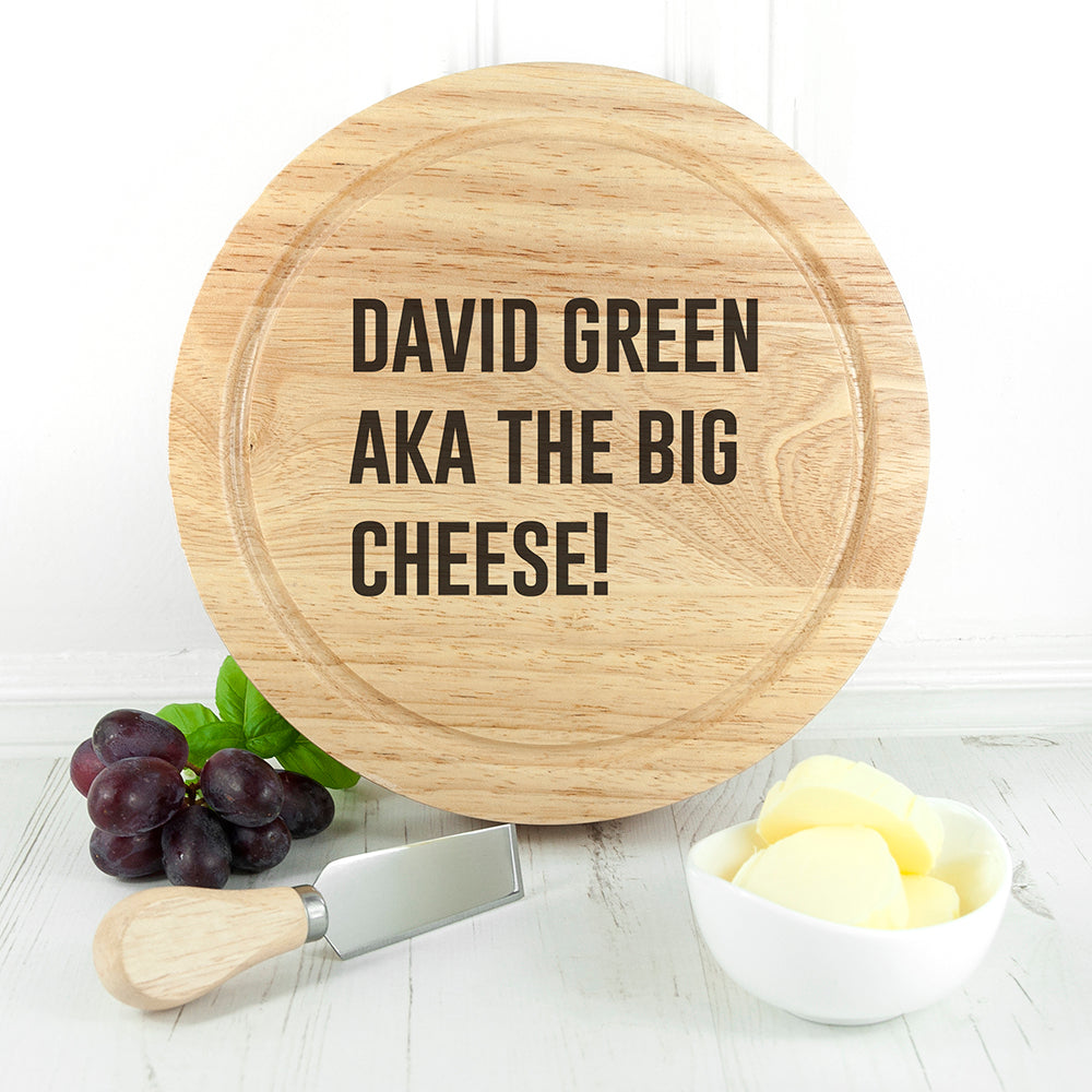 Personalized Wooden Cheese Boards - Personalized Cheese Lover Round Board Set 