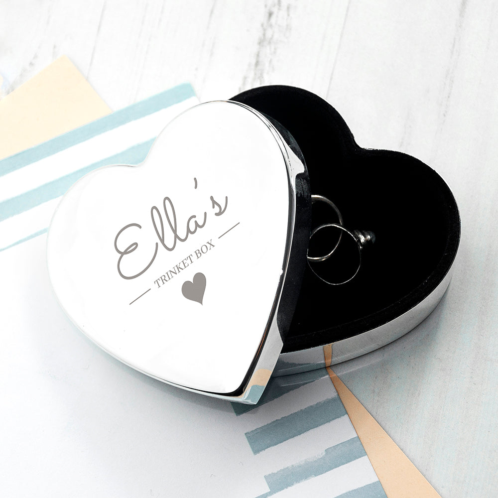 Personalized Contemporary Silver Heart Trinket Box - GiftsofaKind