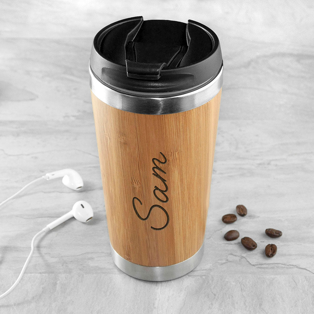Personalized Travel Mugs - Personalized Bamboo Travel Mug 