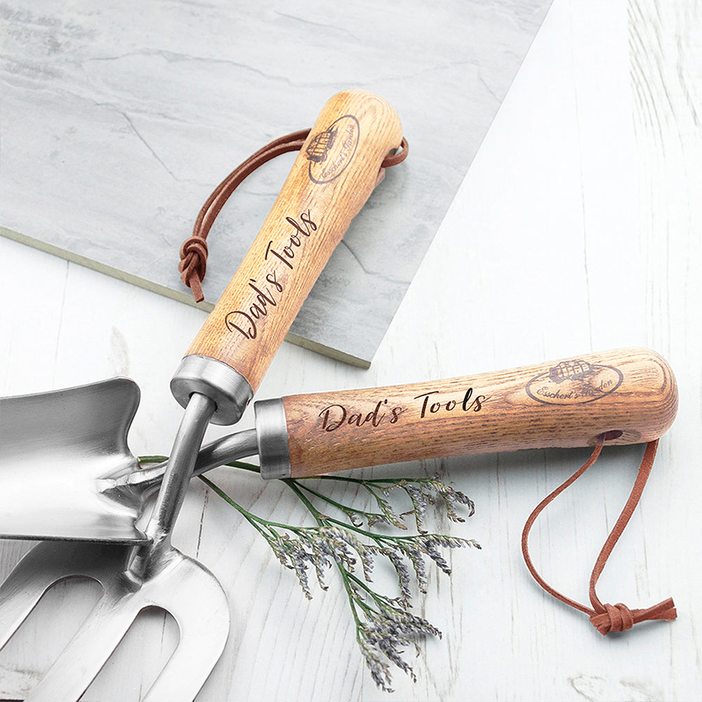Personalized Gardening Tools - Personalized Luxe Silver Trowel and Fork Set 