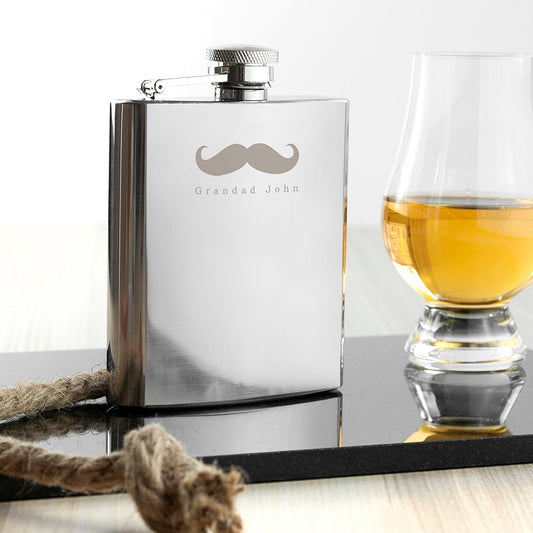 Personalized Stainless Steel Moustache Hip Flask