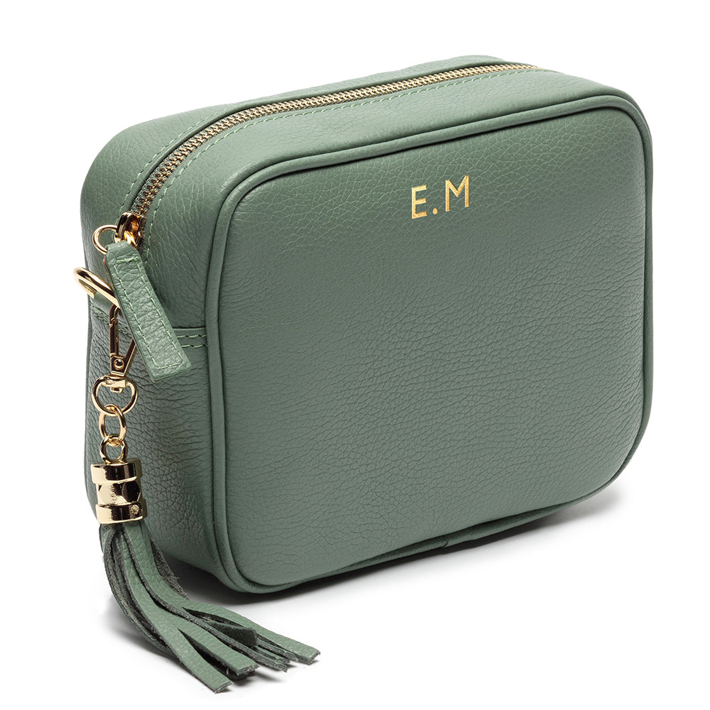 Personalized Cross Body Bags - Personalized Cross Body Mint Leather Bag 