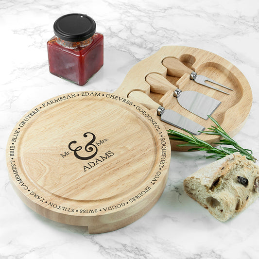 Personalized Mr and Mrs Cheese Board Set