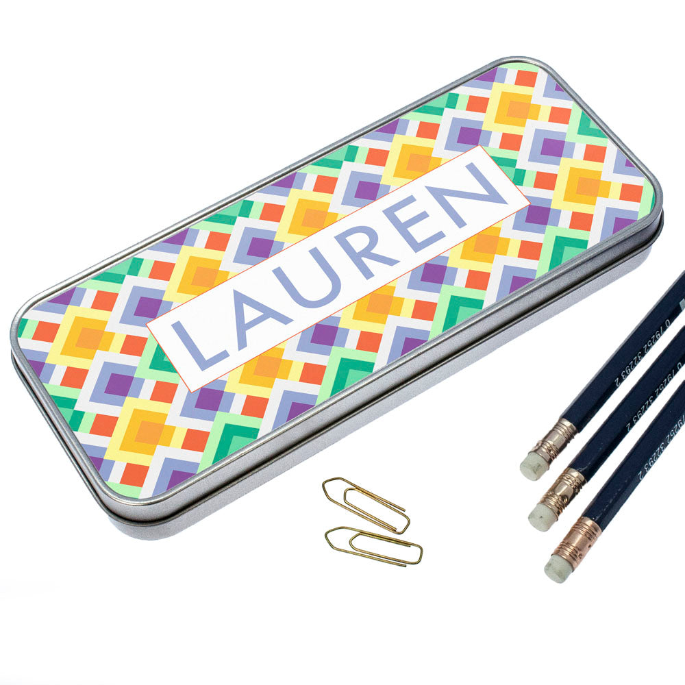 Personalized Pencil Cases - Funky Diamond Pattern Pencil Case 
