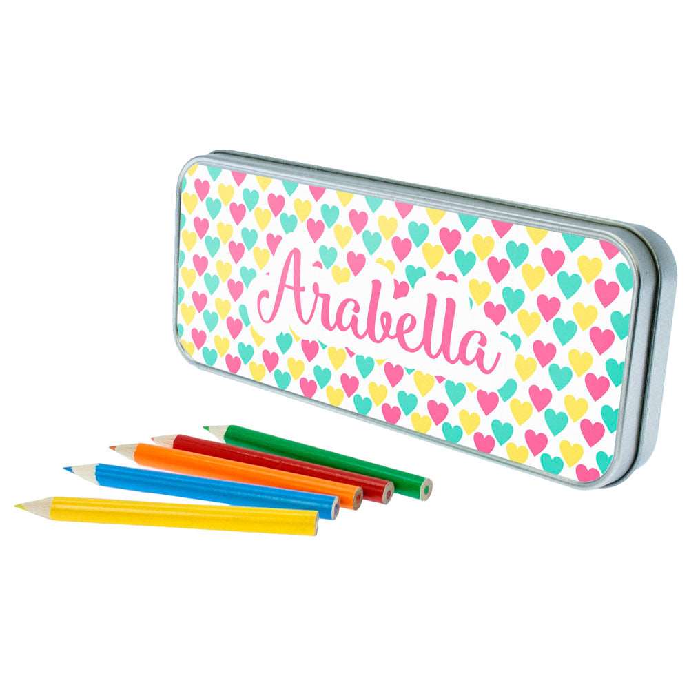 Personalized Pencil Cases - Colourful Heart Pattern Pencil Case 