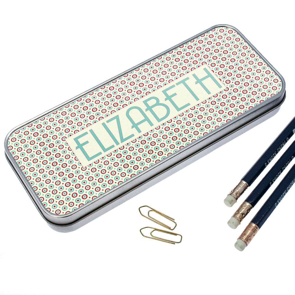 Personalized Pencil Cases - Circle Pattern Vintage Style Pencil Case 