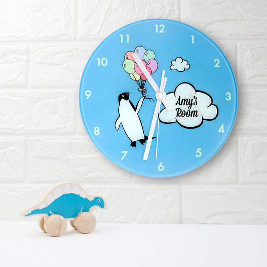 Personalized Flying Penguin Wall Clock