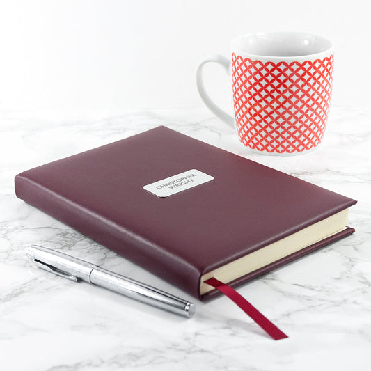 Personalized Burgundy Leather Notebook