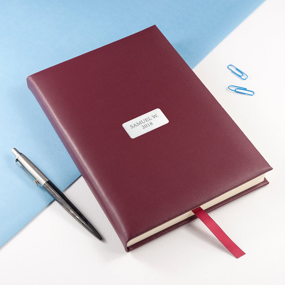 Personalized Notebook/Journals - Personalized Burgundy Leather Notebook 