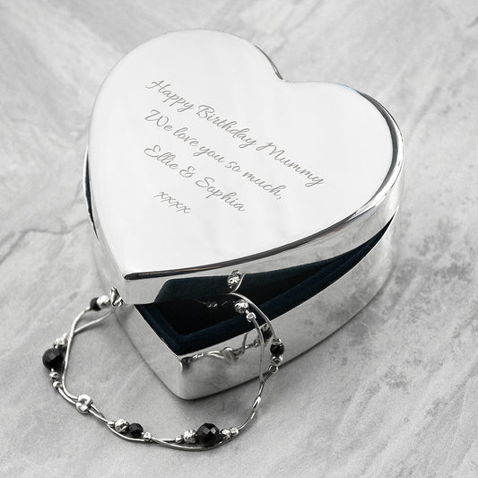 Personalized Classic Silver Heart Trinket Box