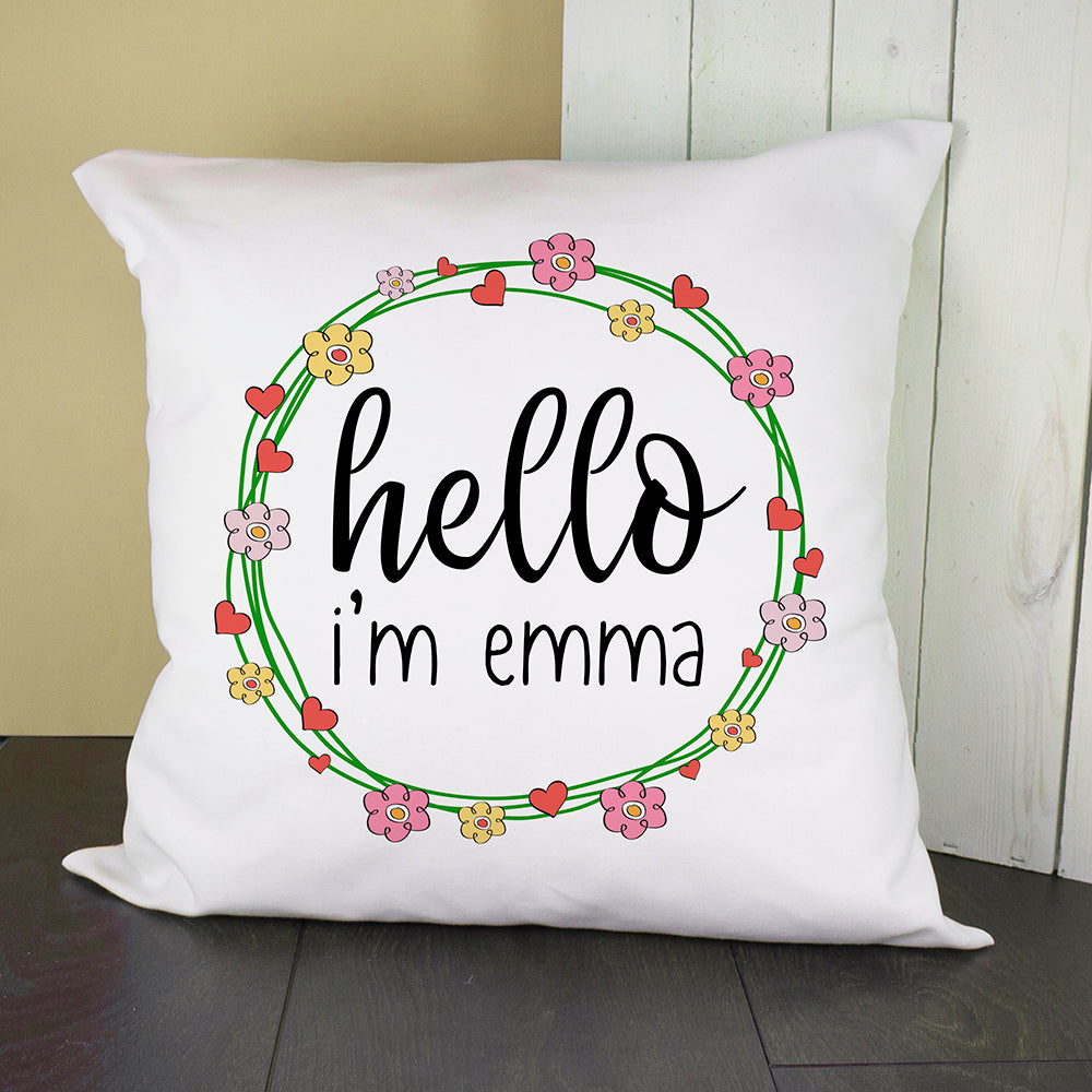Personalized Cushion Cover - Personalized Floral Frame Cushion Cover 