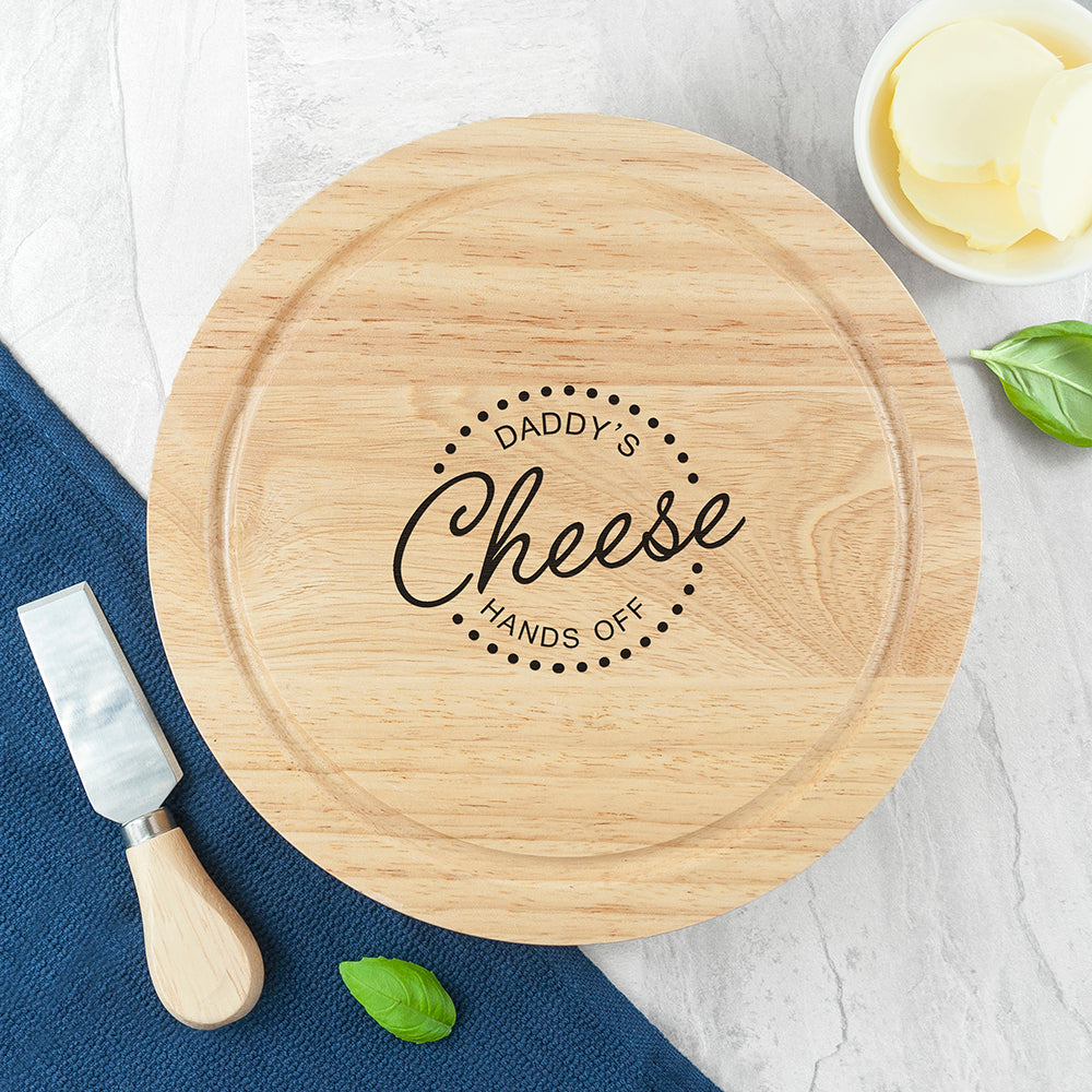 Personalized Wooden Cheese Boards - Personalized 'Hands Off' Cheese Board Set 