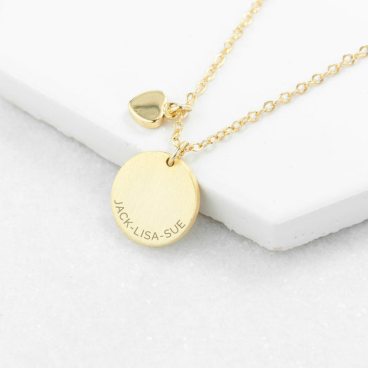 Personalized Heart and Disc Family Necklace