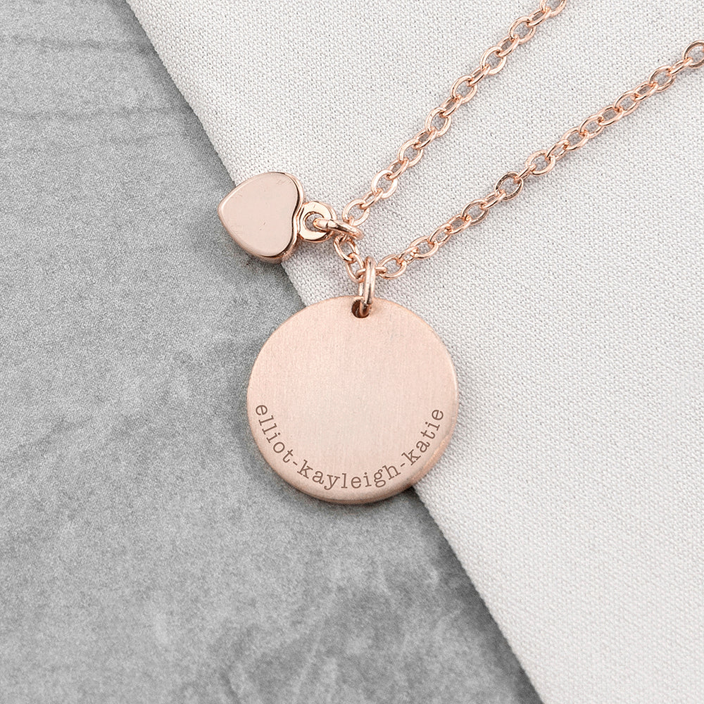 Personalized Necklaces - Personalized Heart and Disc Family Necklace 