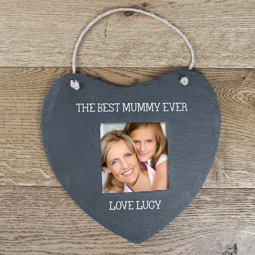 Personalized Keepsakes - Personalized Heart Shaped Hanging Slate Picture Frame 