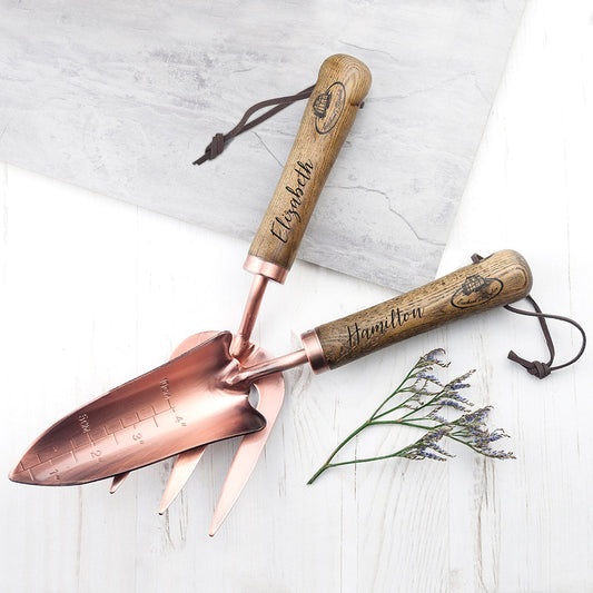 Personalized Luxe Copper Trowel and Fork Set